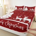 thumbnail image 4 of Homewish Dreamy Moose Reindeer Twin Sheet Sets for Kid, Magic Christmas Tree Twin Fitted Sheet, Happy New Year Flat Sheet, Breathable Home Decor, 3-Piece, 4 of 8