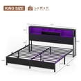King Size Bed Frame with Bookcase Headboard, Metal Platform Bed Frame