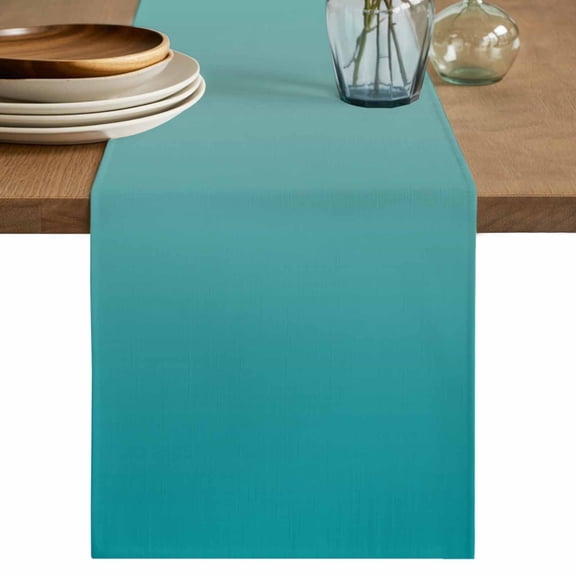 Teal Purple Ombre Table Runner 72 Inches, Modern Art Abstract Aesthetics Bed Runner Dresser Scarves Tabletop for Indoor Outdoor Parties/Ceremony/Banquet, 13" x 72"