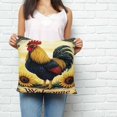 thumbnail image 3 of Throw Pillow Covers 16x16 Inch, Yellow Retro Rooster Decorative Pillow Cases for Couch Sofa Bed, Sunflower Farmhouse Animals Cotton Linen Square Home Decor Pillowcases with Hidden Zipper, 3 of 7