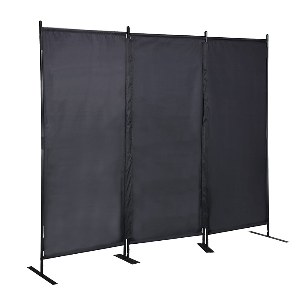 Topcobe 3-Panel Freestanding Privacy Screen for Study Balcony, 6 Ft Tall Modern Room Divider for Bedroom Living Room Dining Room, Portable Trifold Wall Divider for Home Office, Black