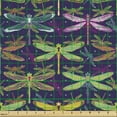thumbnail image 2 of Ambesonne Dragonfly Fabric by the Yard Upholstery, Colorful Spring Insects, 3 Yards, Purple and Yellow Green, 2 of 5