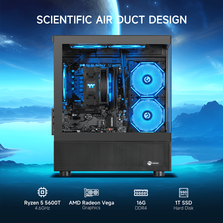 Ningmei, Gaming PC, AMD Ryzen 5 5600GT, 16GB RAM, 1TB SSD