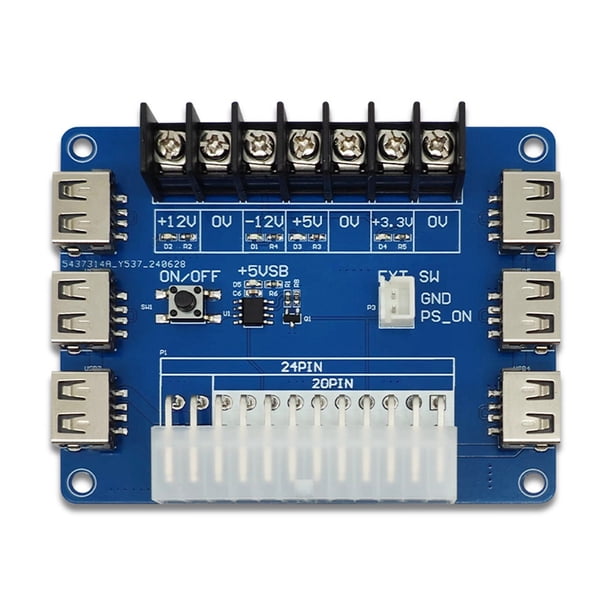 Placa Adaptadora de Corriente ATX de 20 Pines y 24 Pines, Placa de Captación de Energía, Módulo de Alimentación, Carga USB, Fuente de Alimentación para Chasis de Escritorio, 5 V
