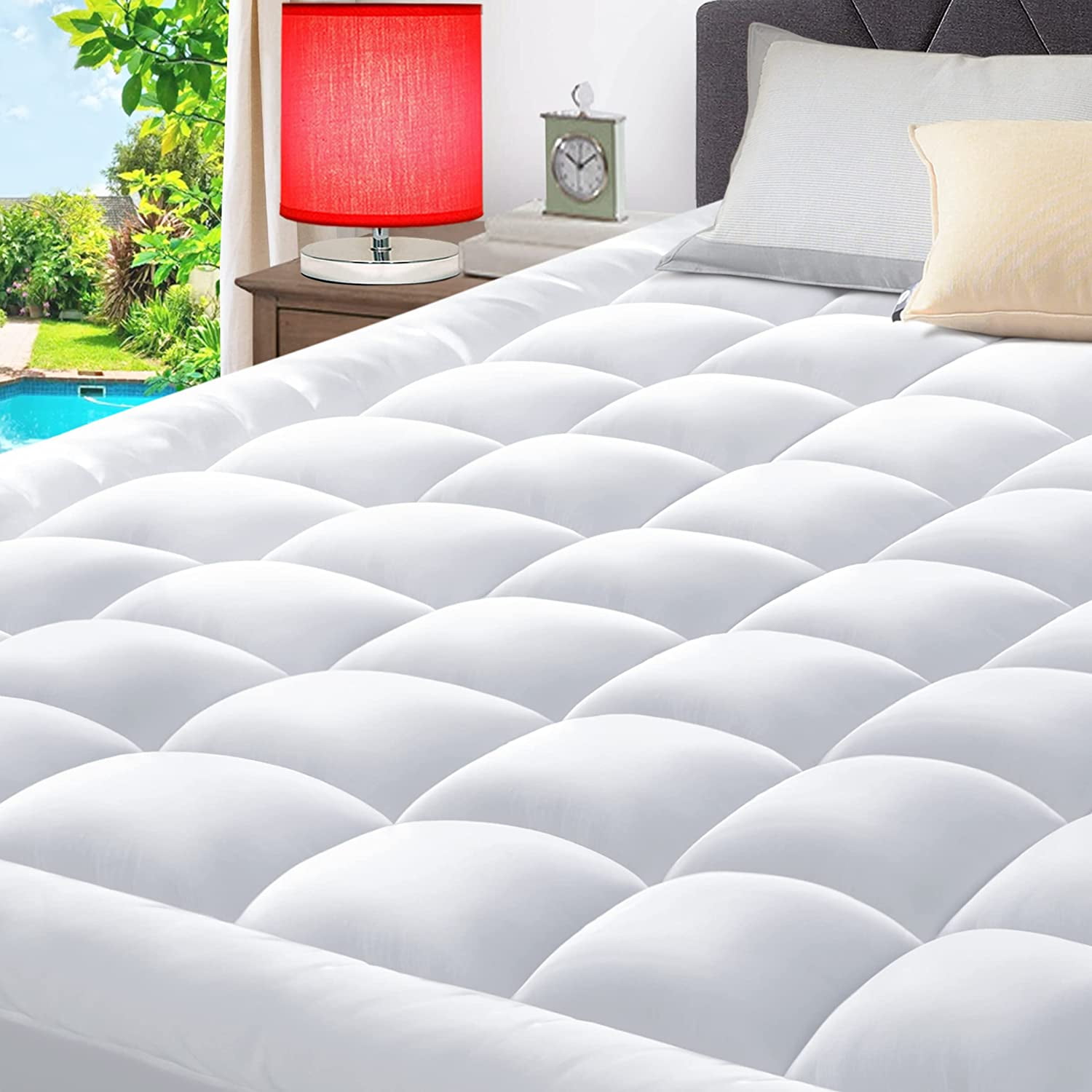 Short Queen Soft Mattress Pad Cooling Mattress Topper Fluffy Mattress
