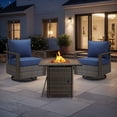 thumbnail image 3 of Luxury 3 Pieces Patio Furniture Sets with Fire Pit Table Outdoor Wicker Conversation Set with 2 Swivel Glider Patio Chair for Porch Backyard Balcony, 3 of 14