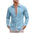 thumbnail image 2 of Gamivast Mens Shirts Casual Stylish Deep V-Neck Double Strap Button Down Casual Shirts Long Sleeve Party Shirts Breathable Soft Fashion Clubwear Dating, 2 of 7