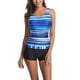 thumbnail image 2 of Traje De Baño De Mujer, Traje De Baño Con Estampado De Rayas De Cuello Redondo Slim Fit Para Fiesta En La Playa, 2 of 7