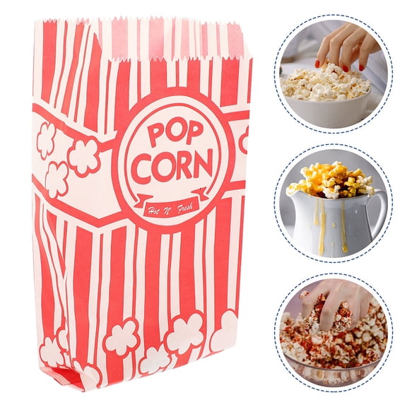 FENGGUIQU 20Pcs Red Popcorn Bags Grease Proof Paper Snack Holders for Party and Movie Night