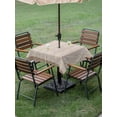 thumbnail image 4 of Outdoor Tablecloths with Umbrella Hole & Zipper, Beige Pink Floral 54x54 Inch Square Tablecloths, Spring Flowers Waterproof Table Cloth, Patio/Pool/Picnic Table Covers, 4 of 8