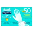Ansell Vinyl Disposable One Size Fits All Touch Gloves, L/XL, 50ct