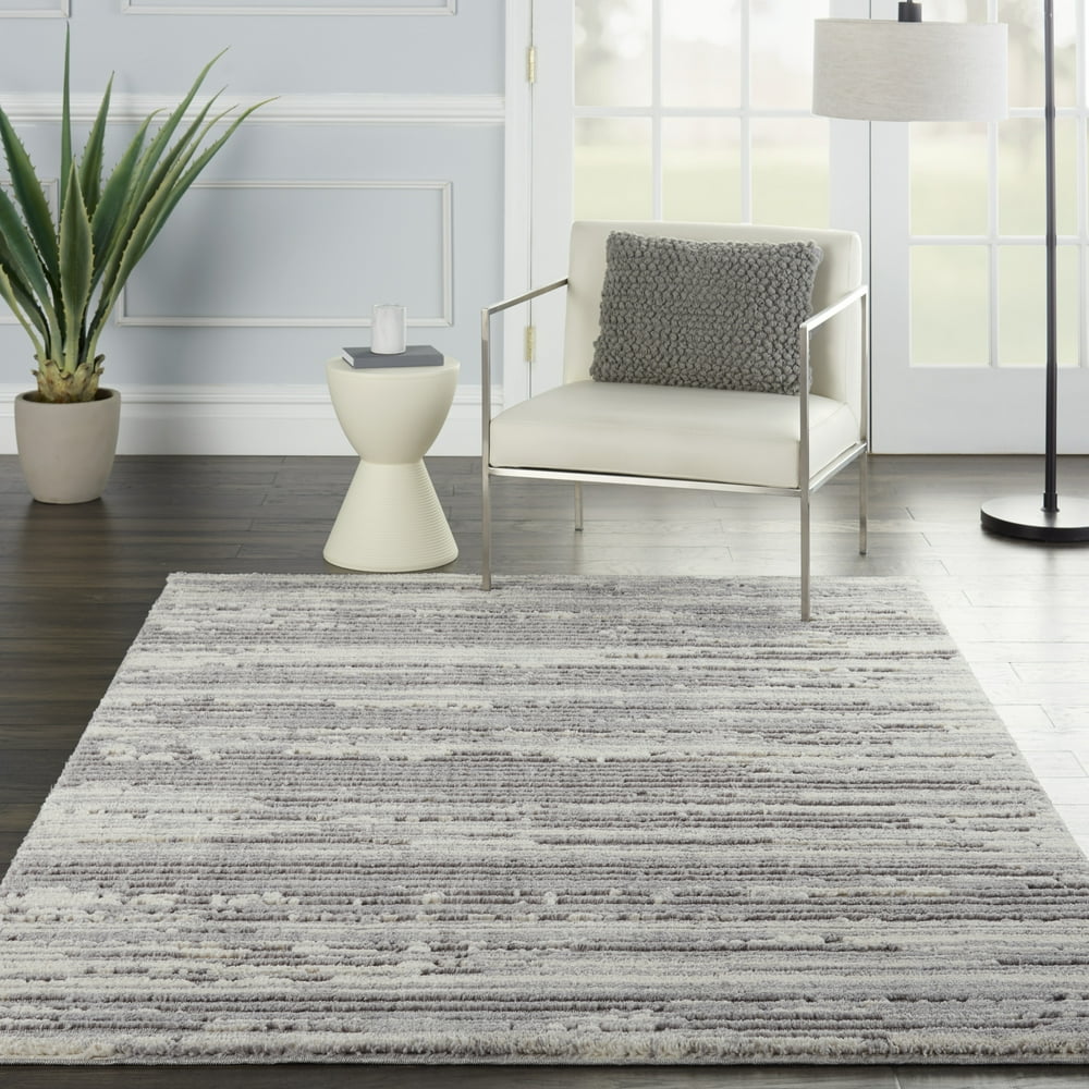 Nourison Textured Contemporary Abstract Grey/Ivory Area Rug