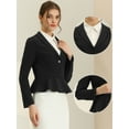 thumbnail image 2 of DARING DIVA Women's Vintage Shawl Collar Ruffle Hem Short Blazer M Black, 2 of 6