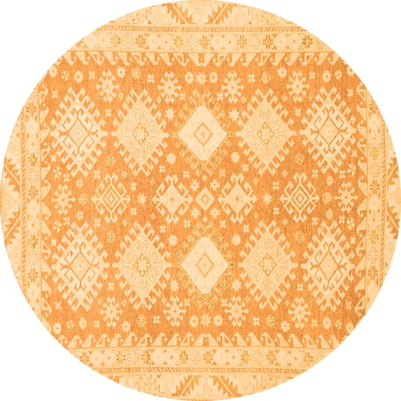 Ahgly Company Indoor Round Abstract Orange Modern Area Rugs, 7' Round
