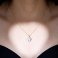 thumbnail image 3 of Rosec Jewels Oval Shape Cubic Zirconia Pendant Necklace with Halo for Women, 10K Yellow Gold, 3 of 7