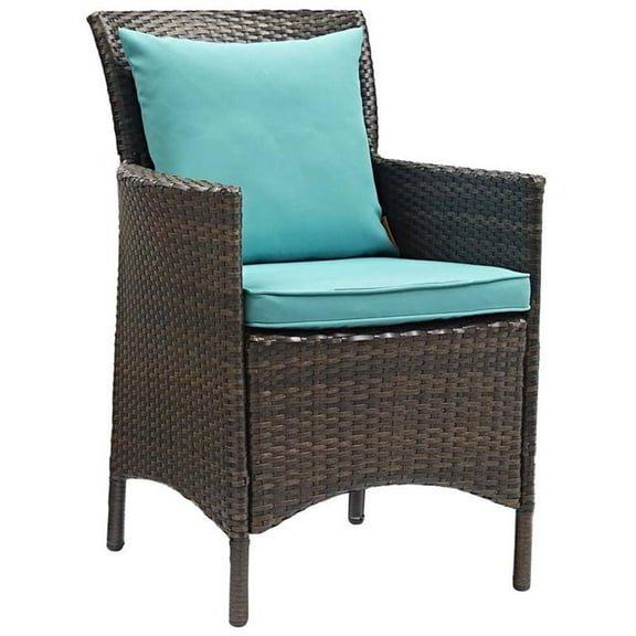 Pemberly Row  Patio Dining Arm Chair in Brown and Turquoise