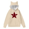 thumbnail image 4 of Women Cat Ear Hooded Sweater Long Sleeve Pullover Blouse Cozy Casual Outwear Cute Winter Warm Top, 4 of 4