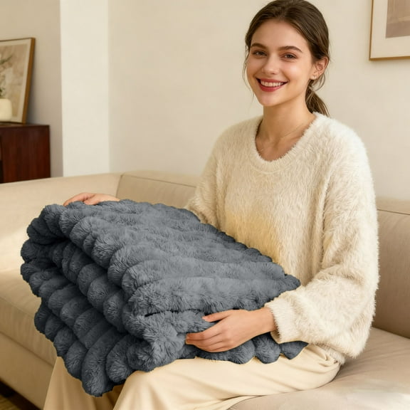 ZZERHUOO Thickened Rabbit Plu Sh Nap Blanket Bunny Blanket For Adults Soft Warm Fuzzy Throw Blanket For Bed Sofa Travel And Off Ice Really Fuzzy Blanket Summer Blankets Size Cool Full Size Blanket