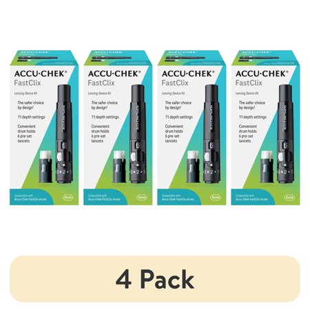 (4 pack) Accu-Chek FastClix Diabetes Lancing Device with 6 FastClix Lancets for Diabetic Blood Glucose Testing (Packaging May Vary)