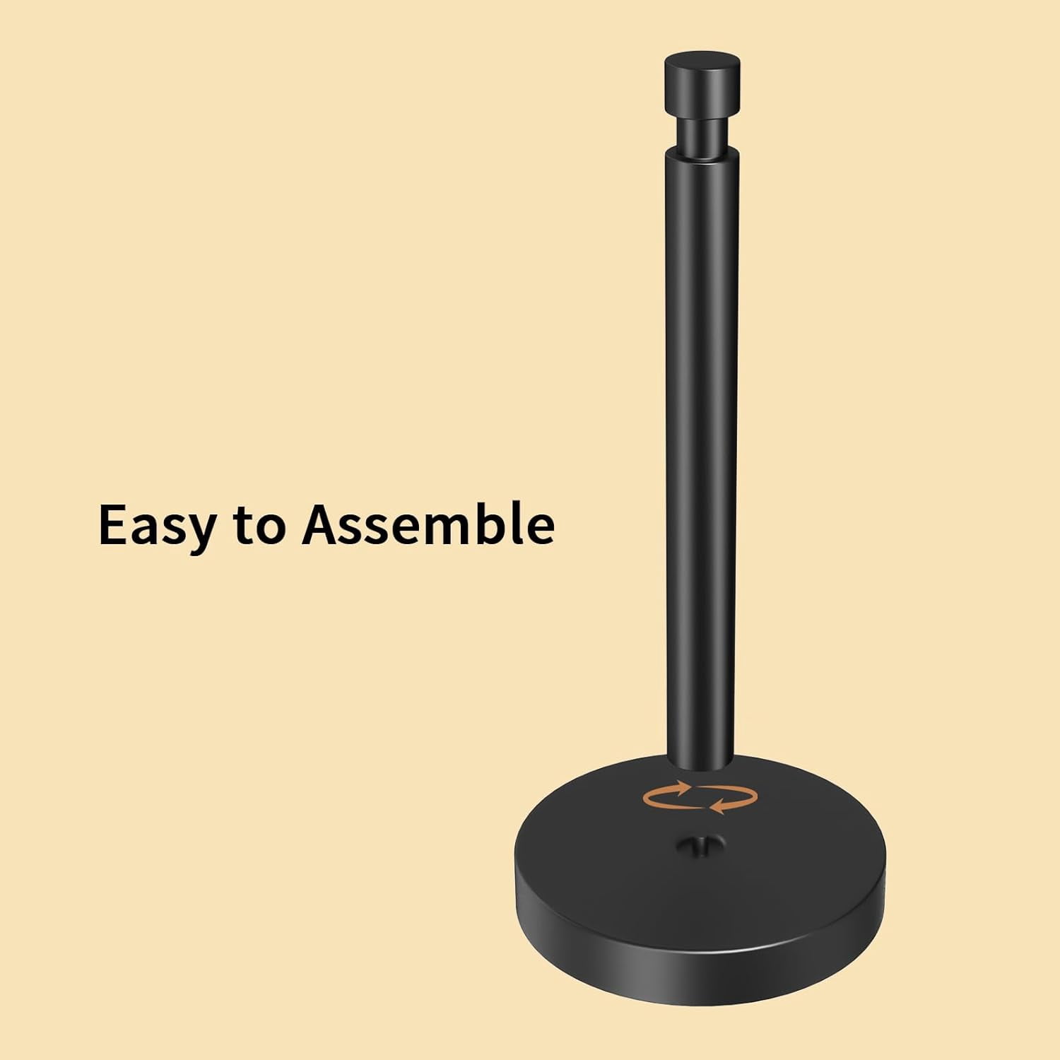 Paper Towel Holder Countertop, Black Paper Towel Holder with Weighted Base Non Slip, Standing Paper Towel Roll Holder for Kitchen Bathroom, Stainles Steel (Matte Black)