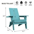 thumbnail image 3 of Krikacy Modern Folding Adirondack Chair, All-Weather HIPS Plastic Outdoor Lounge w/Cup Holder, Teal, 3 of 9