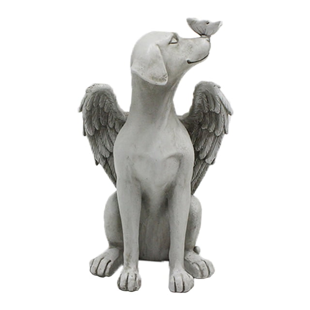 Escultura de perro decorativa para interiores al aire libre, estatua conmemorativa del animal doméstico Sunnimix Estatua de ángel de perros