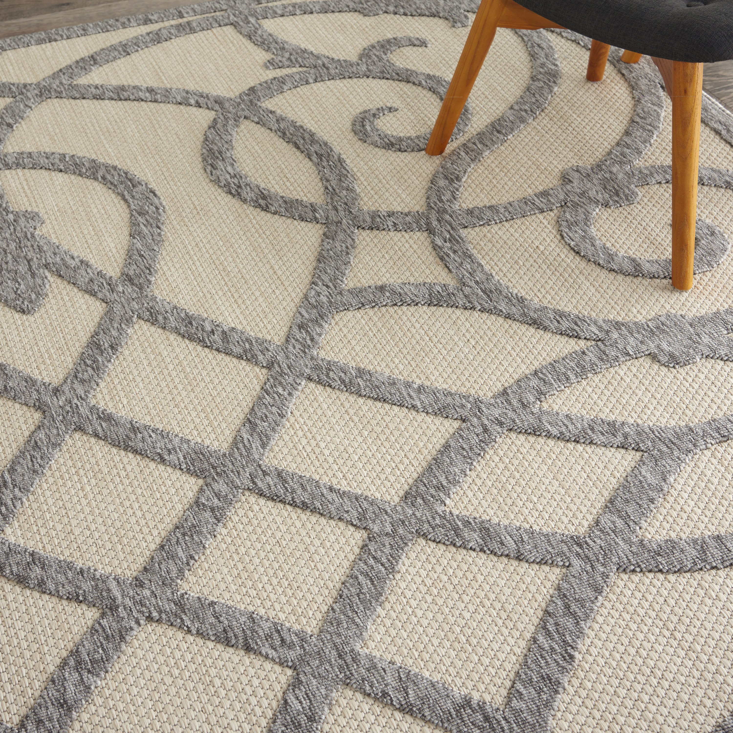 Nourison Palamos Indoor/outdoor Casual Contemporary Cream Grey Area Rug