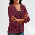thumbnail image 4 of Lace Cardigans for Women Elegant 3/4 Sleeve Cardigans Lightweight Ladies Open Front Summer Cardigan Business Office Casual Bolero Shrug Womens Blouses for Dress Evening Party Wedding Daily Wine M, 4 of 7