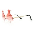 thumbnail image 6 of Unique Christmas Tree Rimless Gradient Lens Party Shade Sunglasses Gold - Red, 6 of 7