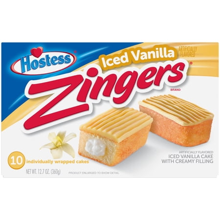 HOSTESS Iced Vanilla ZINGERS, Iced Vanilla Cakes, 1 PACK