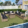 thumbnail image 2 of Sunmthink 11-Piece Outdoor Patio Furniture, Patio Furniture Sets with Fire Pit, Wicker Outdoor Conversation Set and Waterproof Cover, 2 of 9