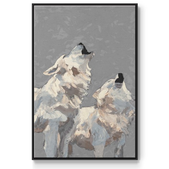 Midnight Wolves Framed Premium Gallery Wrapped Canvas - Ready to Hang - 17 x 25 - Black Floating Frame
