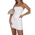 thumbnail image 3 of Txlixc Conjunto de dos piezas para faldas de costilla para mujeres, blusa de tubo sin mangas y tirantes para hombros de color sólido + minifalda de cintura alta Txlixc  moda, 3 of 9
