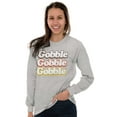 thumbnail image 3 of Gobble Gobble Thanksgiving Turkey Plus Size Long Sleeve Graphic Tee Shirt Brisco Brands 2X, 3 of 5