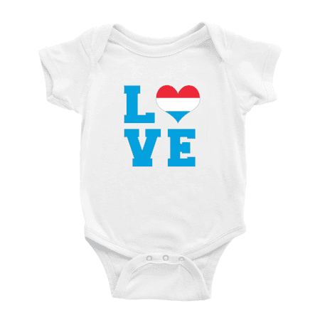 

Love Luxembourg Flag Heart Cute Baby Bodysuit Romper (White 18-24 Months)