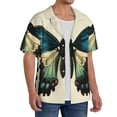 thumbnail image 2 of Sikiie Blue Black Butterfly Art Men's Cuban Shirt, Hawaiian Shirts, Business Casual Button Down Shirts, Short Sleeve Shirt-Large, 2 of 5