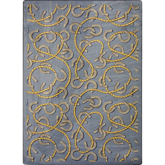 Joy Carpets Kaleidoscope Rodeo 3'10" x 5'4" Area Rug in Color Federal Blue