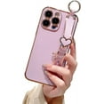 thumbnail image 7 of Compatible with iPhone 14 Plus Case for Girl Women, Cute Love-Heart Luxury Bling Plating Silicone Shockproof Phone Case with Wristband Stand for iPhone 14 Plus, White, 7 of 7