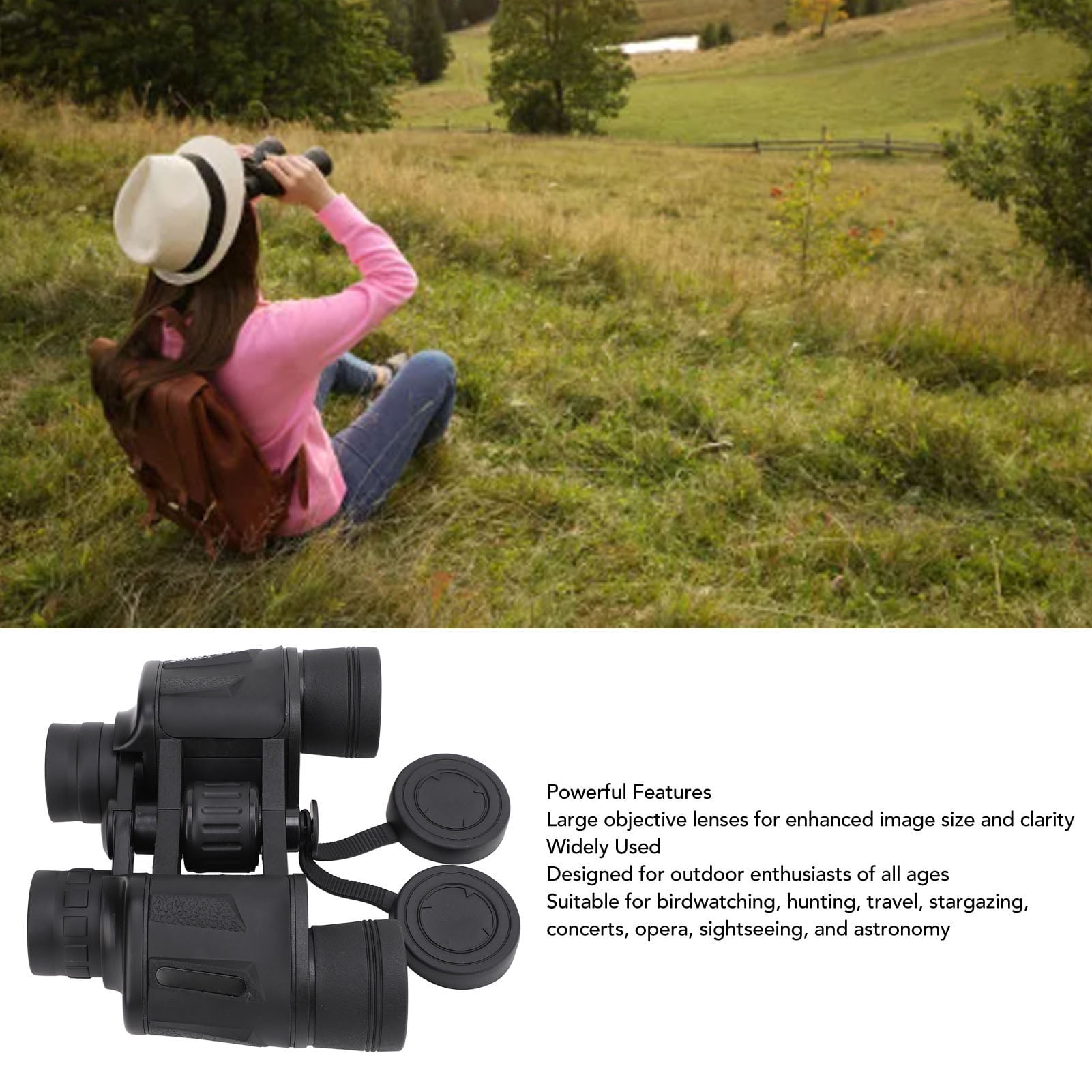 BIMZUC 8X40 HD Binoculars Compact High Power Green Fully Multi Coated Lens Large View Bird Watching Binoculars for Travel Concerts Opera