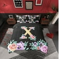 thumbnail image 2 of Erosebridal Purple Rose Bedding Sets Full Size, Initial Letter X Comforter Sets with Sheets, Cartoon Monogrammed Reversible Bed Sheets Set, Lightweight Bedroom Decoration, 7pcs, 2 of 6