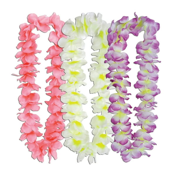Club Pack of 12 Pink and Purple Lush Tropical Flower Birthday Party Necklace Costume Accessory 36"