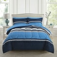 thumbnail image 2 of Marina Decoration Ultra Soft Luxury Fluffy Goose Down Alternative Bed in a Bag Bedding Printed Comforter Set Includes Sheet Set, Navy Blue Geometric Stripes Pattern, 2 of 4