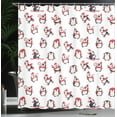 thumbnail image 3 of Ambesonne Penguin Shower Curtain, Arctic Animals Winter Art, 69"Wx84"L, Dark Coral and Dark Blue, 3 of 4