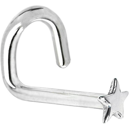 Nostril Screw 18 Gauge - Solid 14k White Gold Star Left Nostril Screw 18 Gauge 1/4