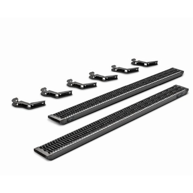 N-Fab Running Board GFC19QC-TX Growler; Textured Powder Coated; Black; Aluminum; Unlighted; Rocker Panel Mount; With Sure Grip Tread And Aluminum End Caps