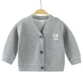 thumbnail image 2 of SGFCWSX Kids Knit Cardigan Girls Button Down Warm Winter Sweater Jacket Gray Size 6-7Years, 2 of 3