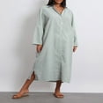 thumbnail image 2 of Robe Chemise pour Femmes à Manches Longues et Col Rabattu à Rayures, 2 of 9