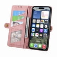 thumbnail image 2 of Dteck Zipper Wallet Pocket Case for iPhone 16E, Shockproof with Card Holders for Women Men Premium PU Leather Embossed Patterned Flip Folio Stand Wristlet TPU Inner Shell Phone Case, Pink, 2 of 4
