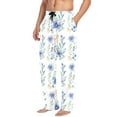 thumbnail image 2 of Blue Flower and Leaves joogoo Men's Pajama Pants Cotton Long Sleepwear Lounge Pants M, 2 of 7