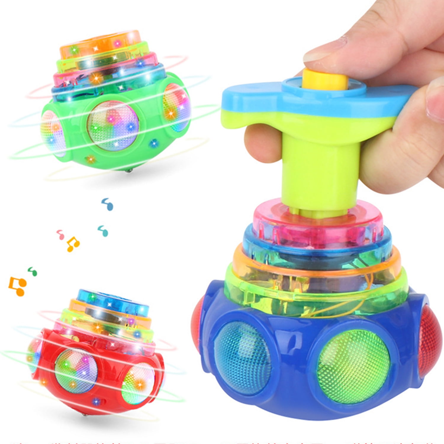 VONTER Gyro Toys for Kid Music Flashing Spinning Tops Glow Kids